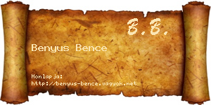 Benyus Bence névjegykártya